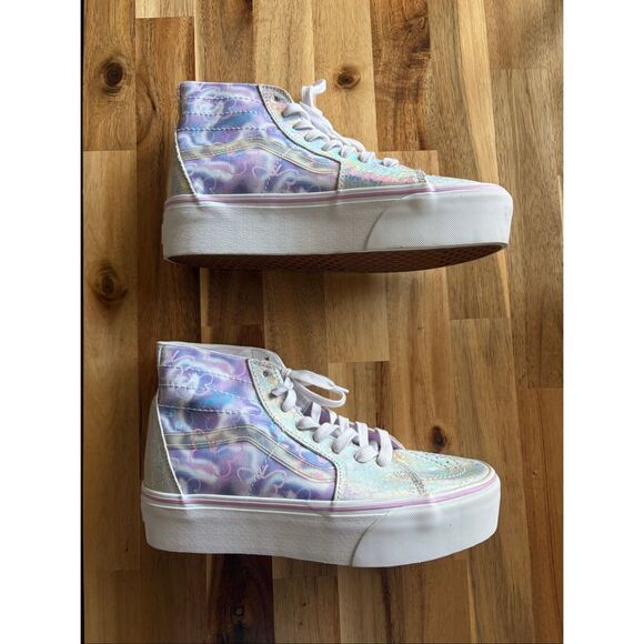 Vans Sk8-Hi Platform Butterfly Silver Purple White Shoe - Picture 3 of 8